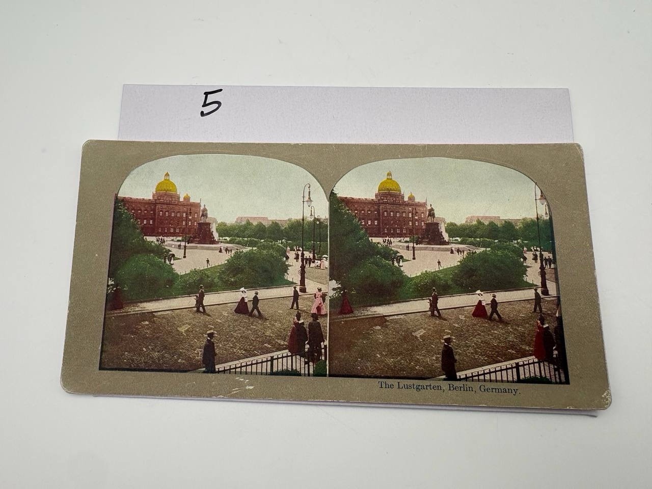 Antique Stereoscope card 1890\'s Vintage, The Lustgarten, Berlin