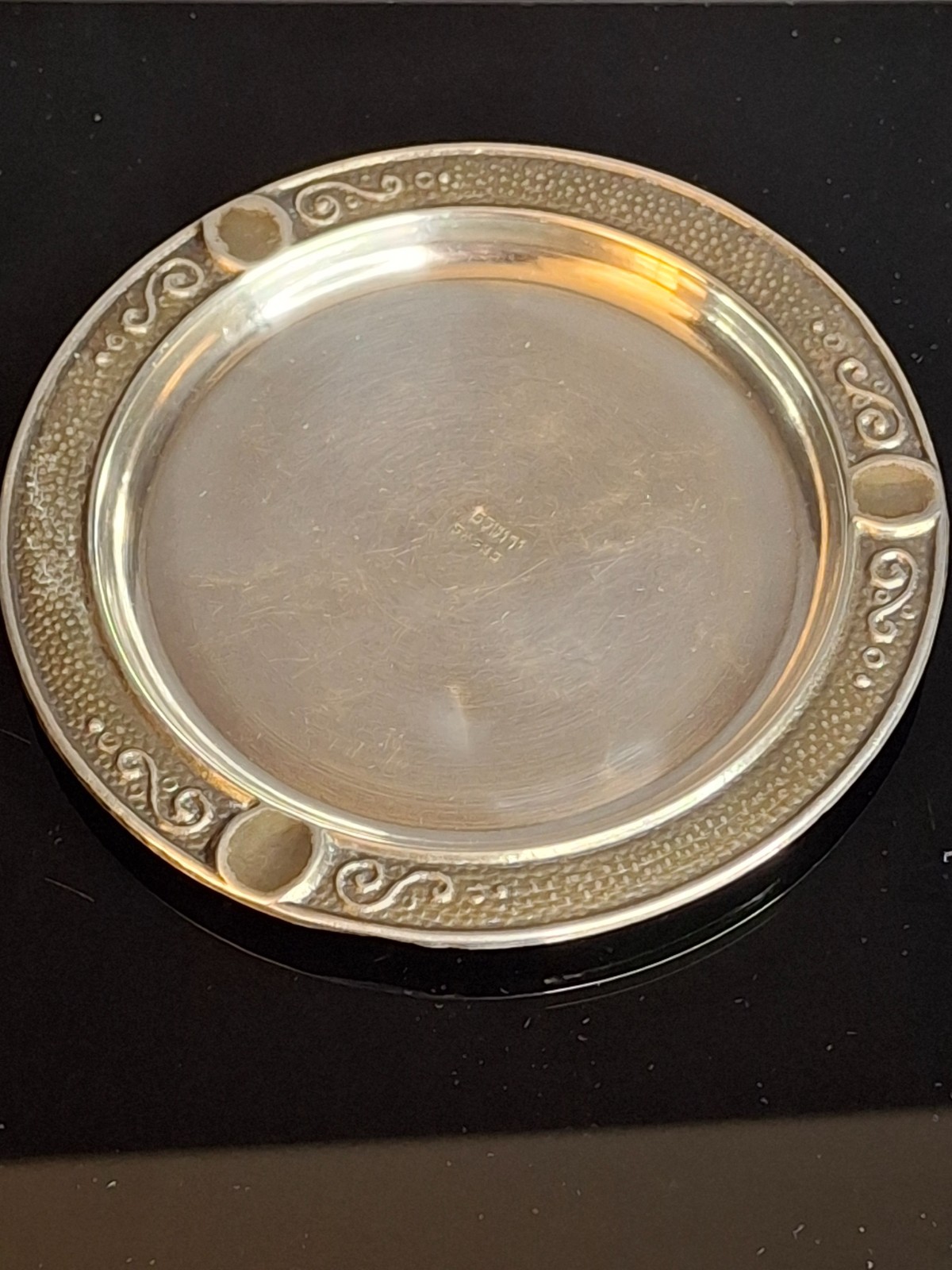 Antique Bezalel Jerusalem Sterling Silver Kiddush Cup Saucer Plate Judaica 925