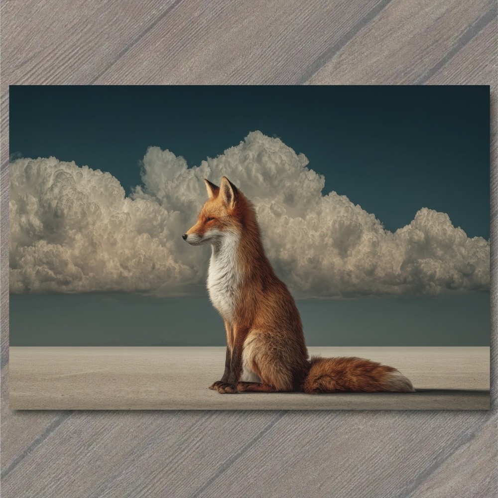 POSTCARD Stunning Red Fox Sitting Beauty Wildlife Animal Nature Scenery