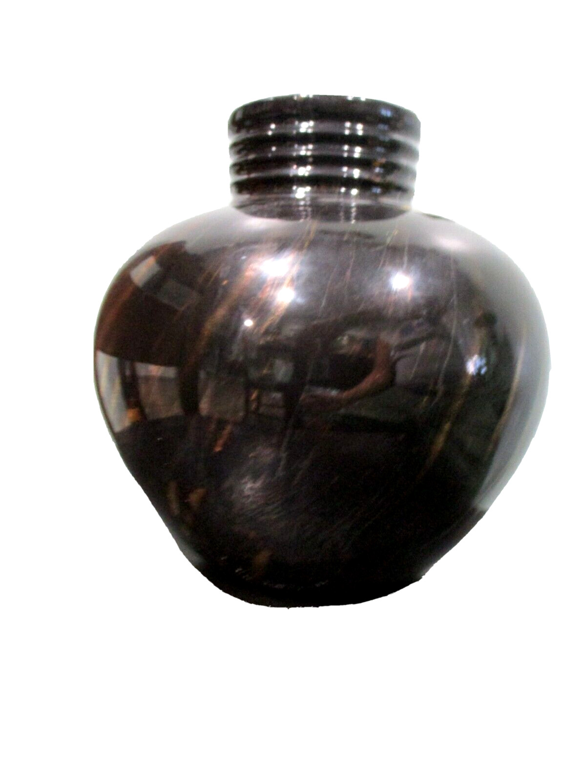 Black Nickel Ring Vase Royal Haeger Table Vase Glazed screw top mint with tags