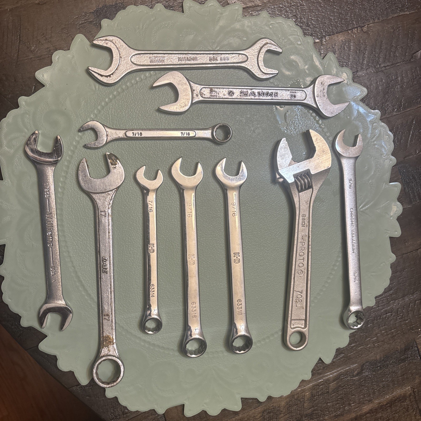 Vtg 10 Piece Mixed Lot Tool Wrench Mercedes Matador K D Chrome Proto Daie USA