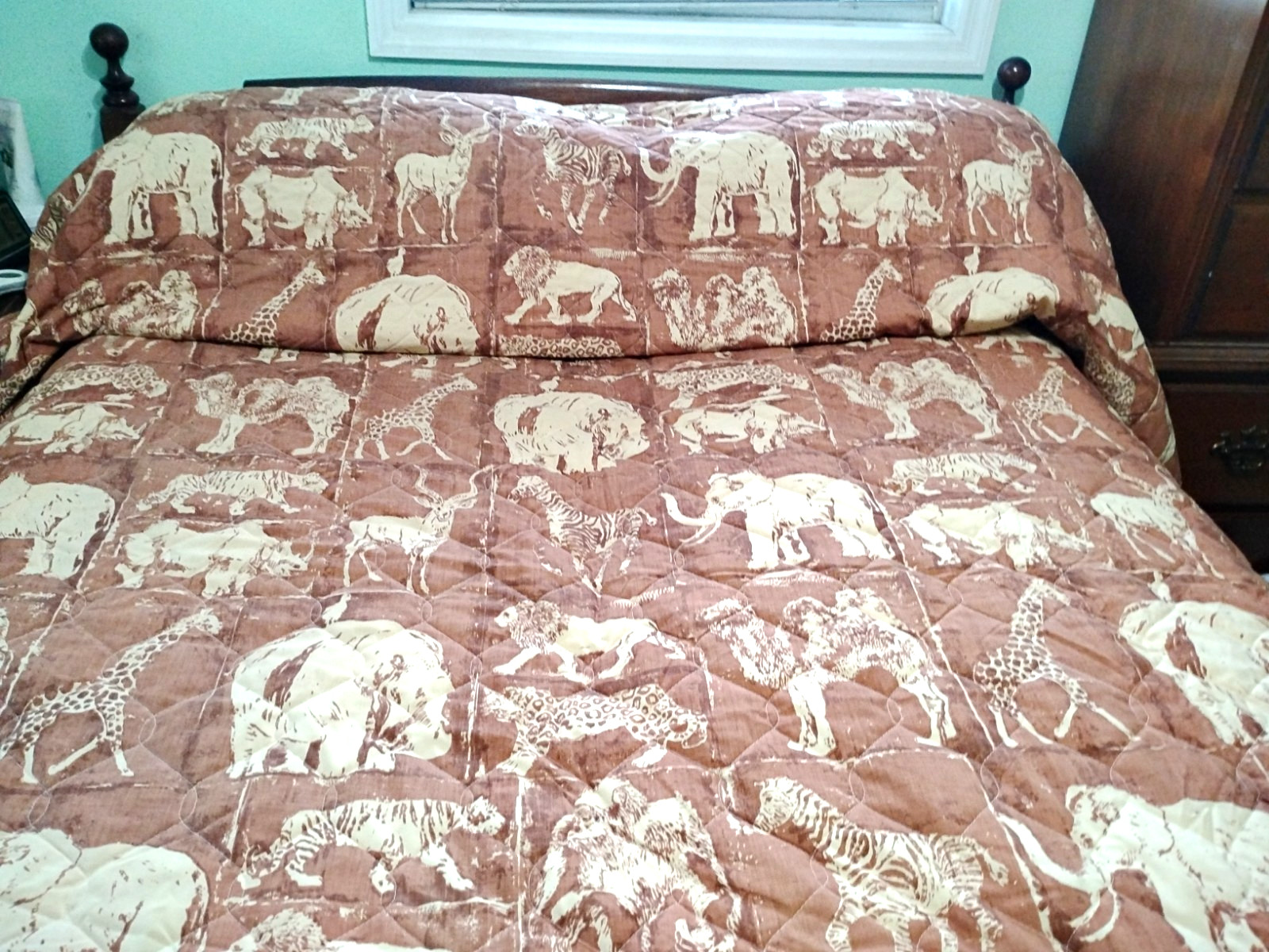 MCM Vintage Bedspread Coverlet BOHO Full Animals Martex African Jungle Safari