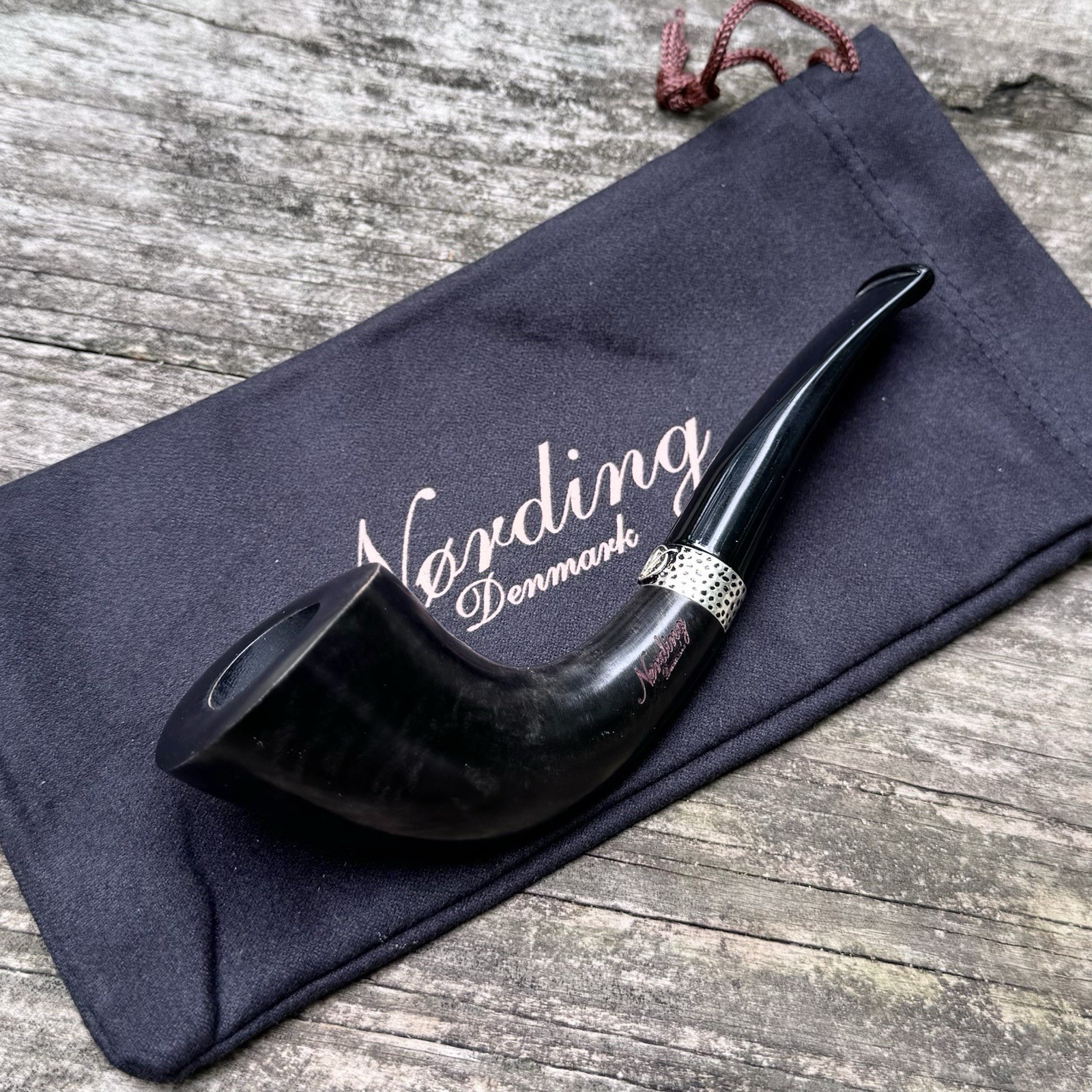 Erik Nording Classic Silver Smooth Horn Briar Tobacco Pipe - NEW