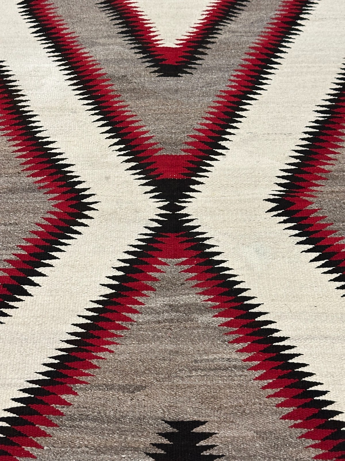 CYBER SPECIALS 3x5 Vintage Gray Navajo Geometric Wool Rug Handwoven 94x163cm