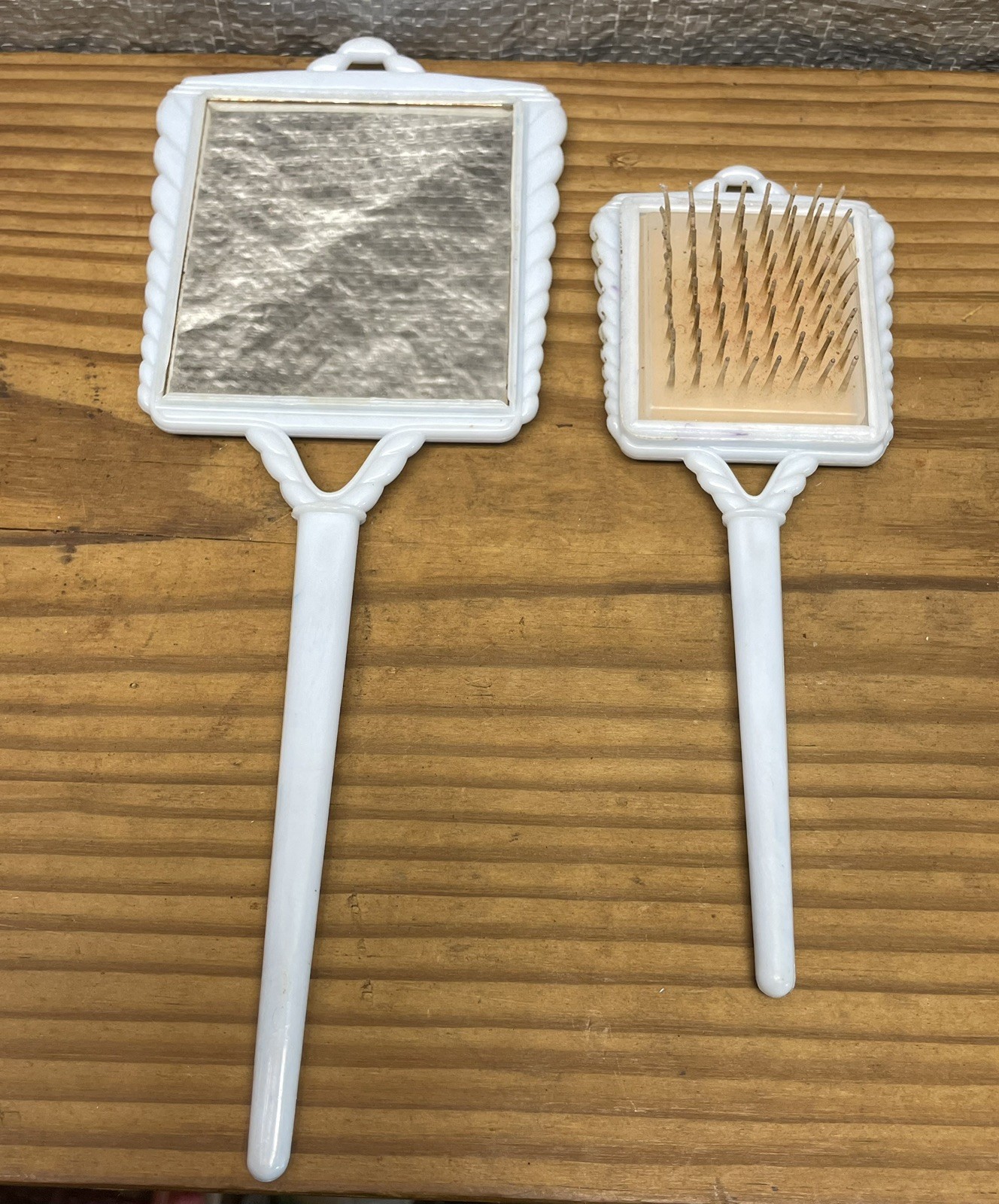 Vintage Handheld Mirror And Brush Set