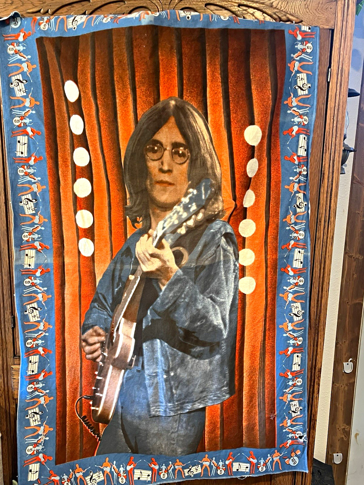 vintage 1970s John Lennon cotton wall tapestry produced by A.T.C. New York vintage 1970s John Lennon cotton wall tapestry produced by A.T.C. New York