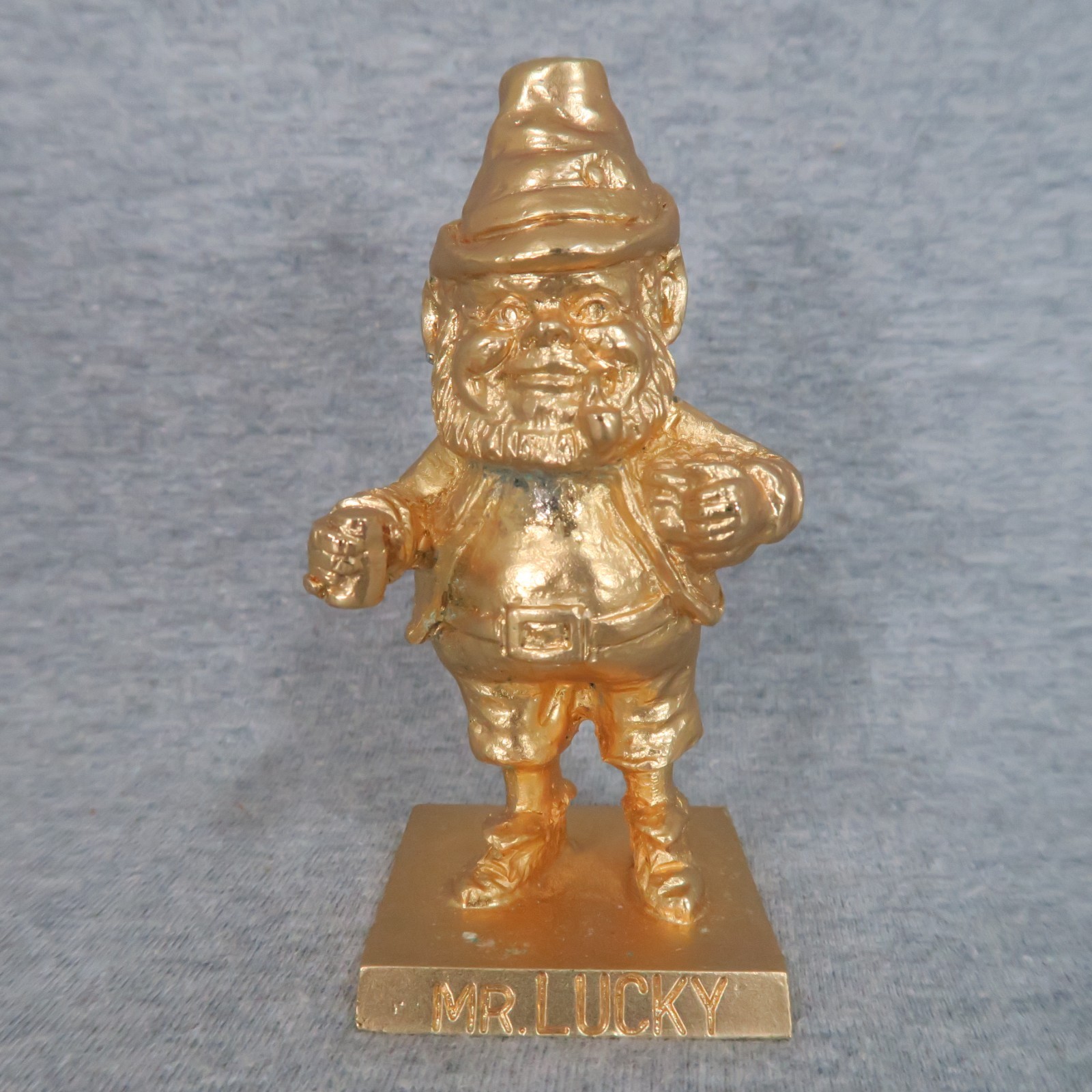 Vintage Hoffman Bourbon Mr Lucky Golden Gnome Paperweight Natl Convention 1981