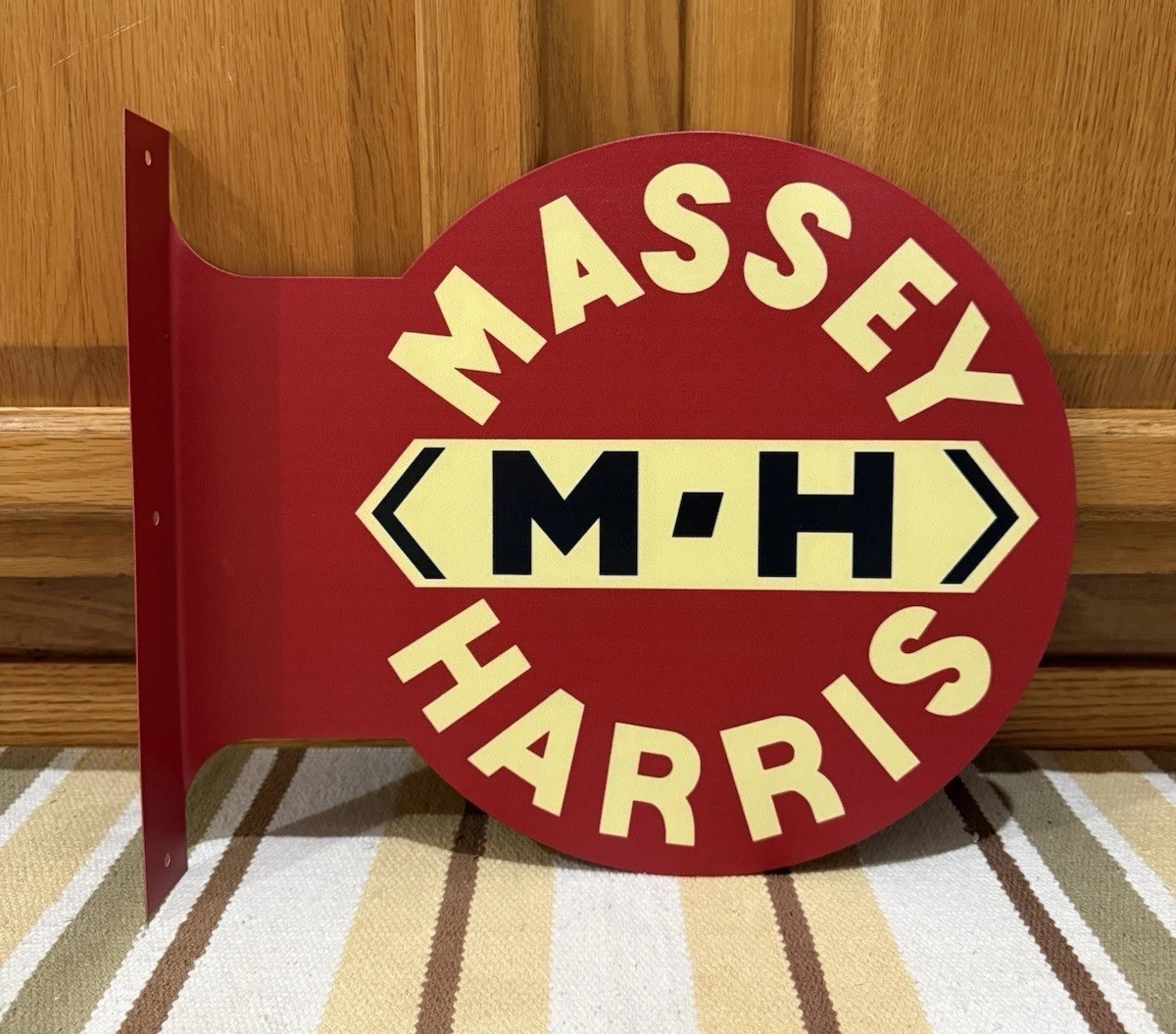 Massey Harris Flange Sign Farm Tractor Double Sided Vintage Style Wall Decor