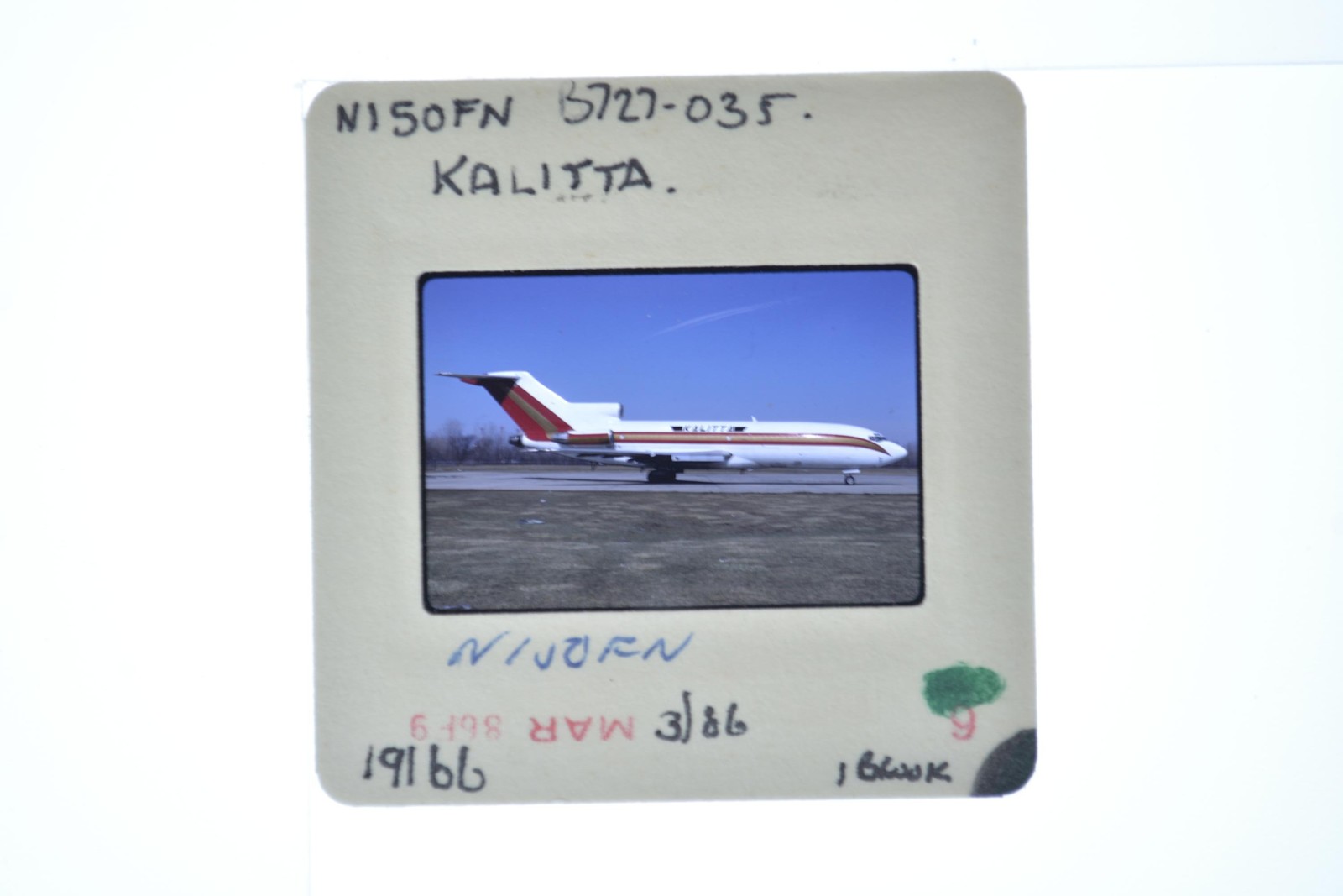 Kalitta Boeing 727-035 Aircraft N150fn Tarmac 1986 Photo 35mm Slide