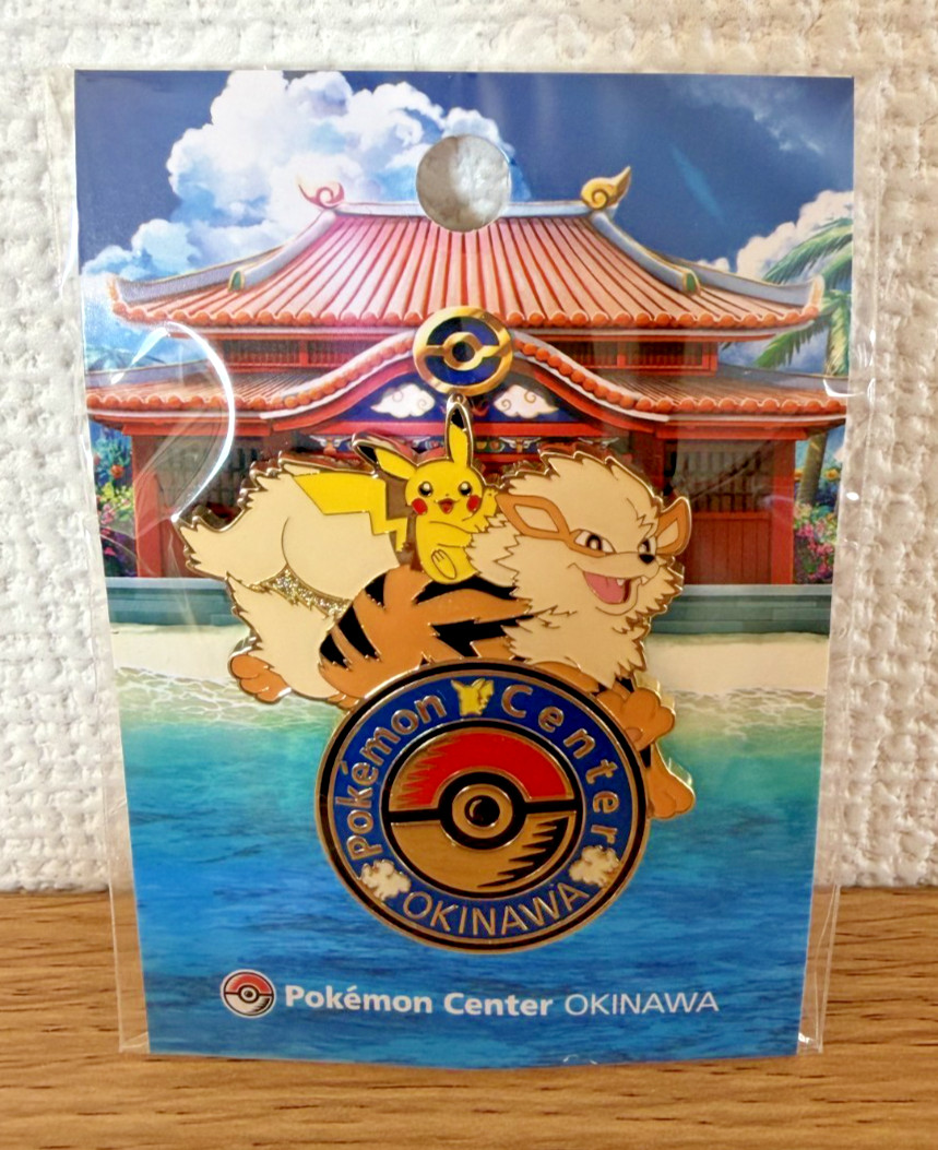 Pokemon Center Okinawa Exclusive Logo Pins Pikachu Arcanine Badge Japan New Pokemon Center Okinawa Exclusive Logo Pins Pikachu Arcanine Badge Japan New