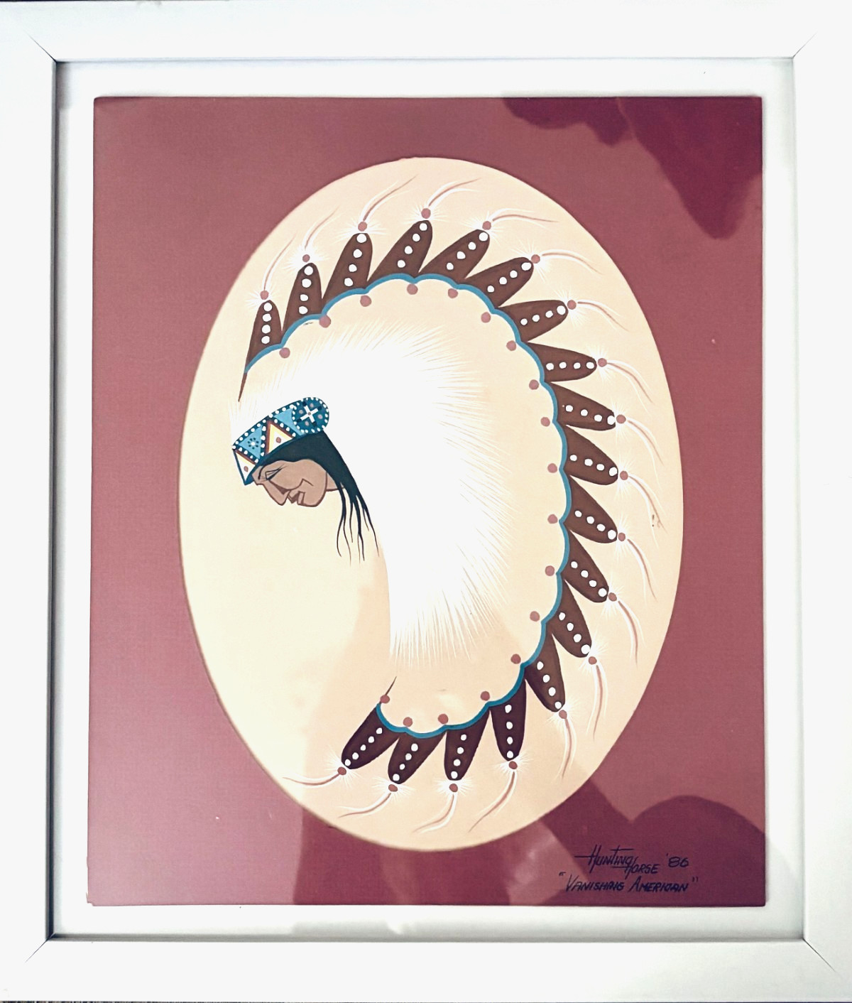 ORIGINAL VINTAGE PAINTING-RAYMOND LEE DARBY-NATIVE AMERICAN-LOCAL PICKUP ONLY