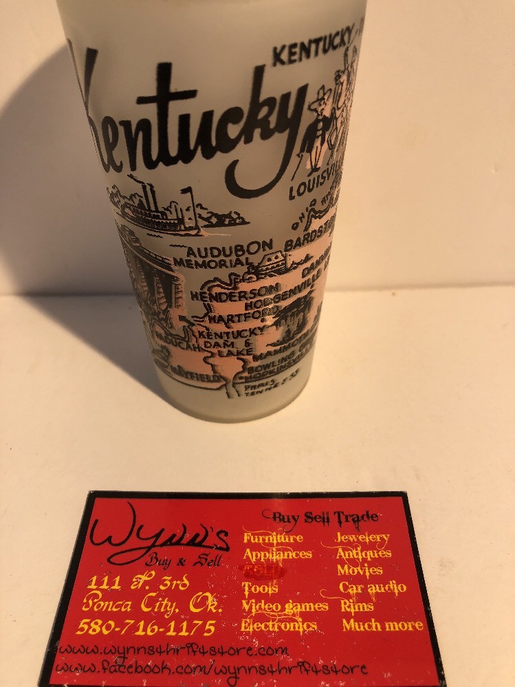VTG 1950s Kentucky Hazel Atlas Gay Fad Frosted State Souvenir Glass Tumbler VTG 1950s Kentucky Hazel Atlas Gay Fad Frosted State Souvenir Glass Tumbler