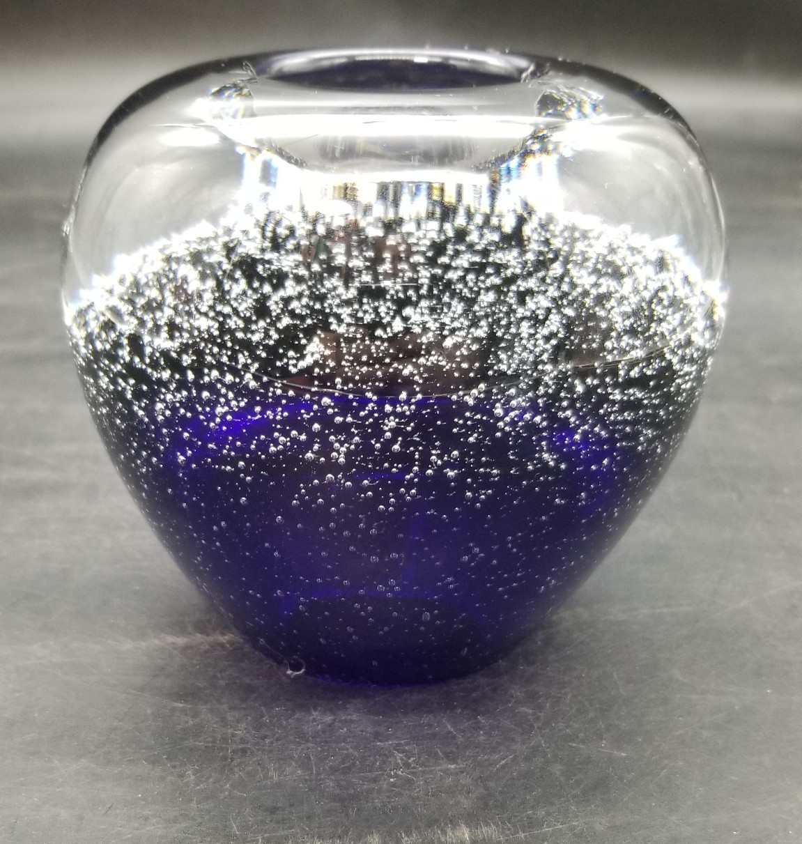Thomas Webb Attribute Blue Hand Blown Crystal Tea Light Candle Holder /Vase