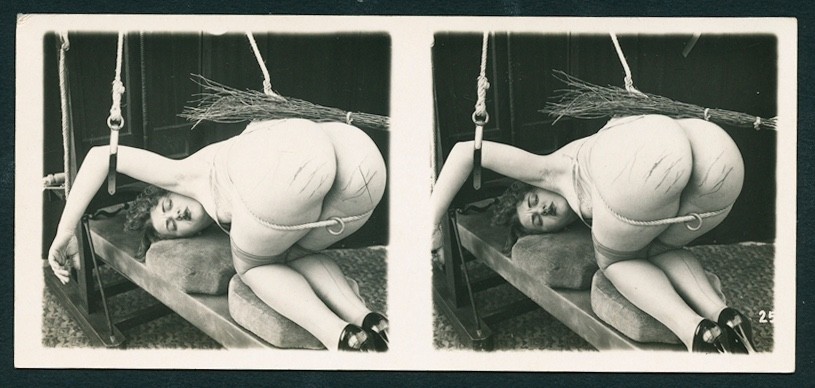 French 1920s Risque STEREO Photo OSTRA STUDIO Paris Amazing Rear VU Her Derriere