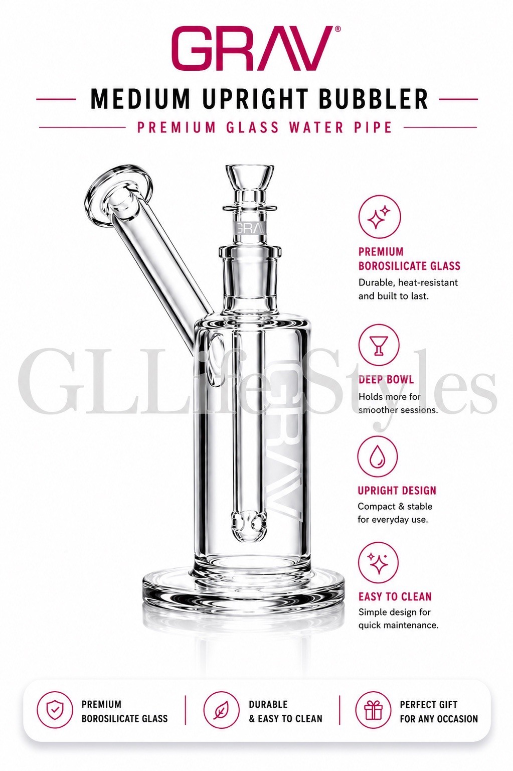 GRAV® Medium Upright Bubbler - COLOR CLEAR