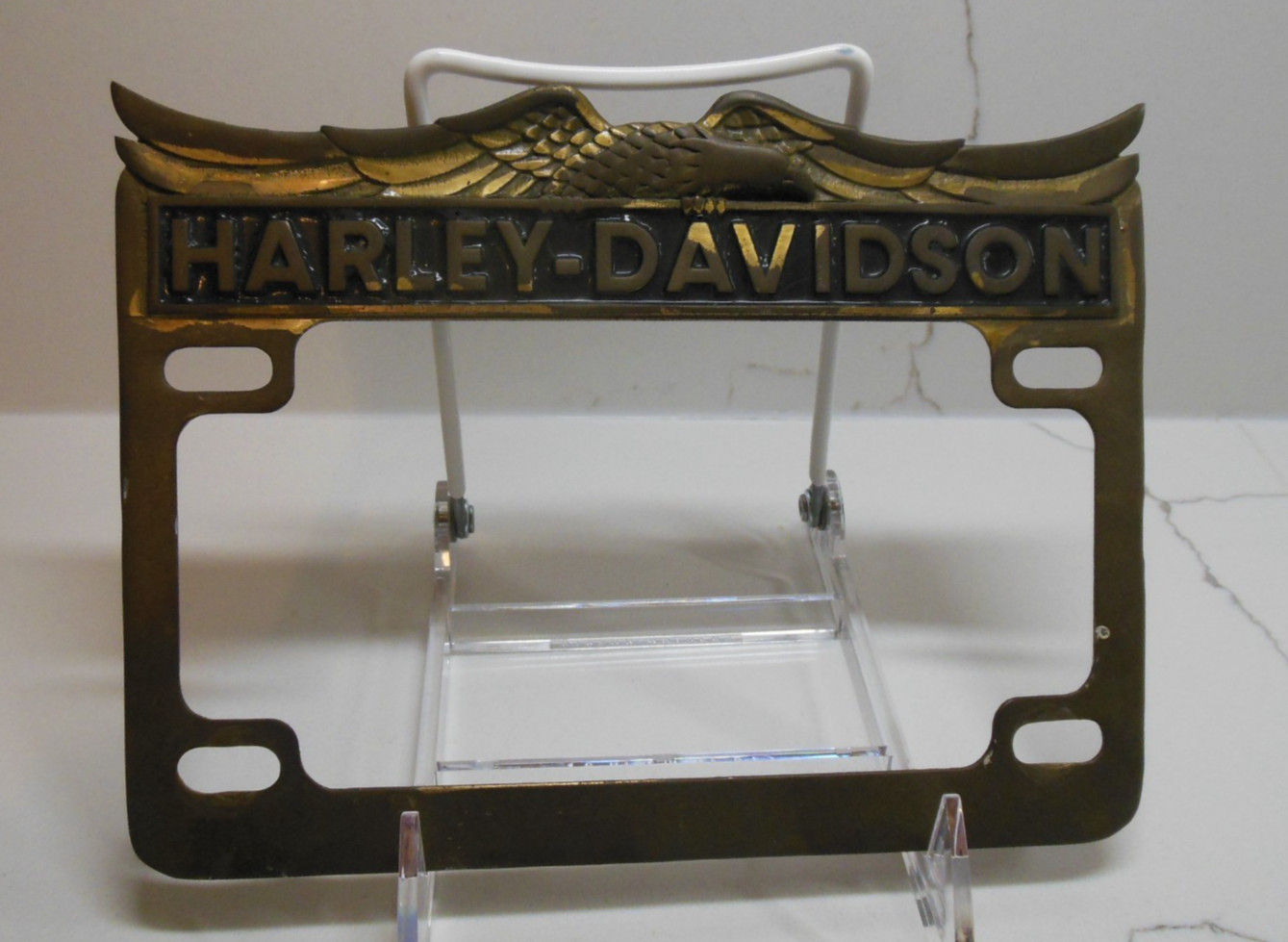 Vintage Harley-Davidson License Plate Frame Solid Brass Chrome Eagle MLF 1648
