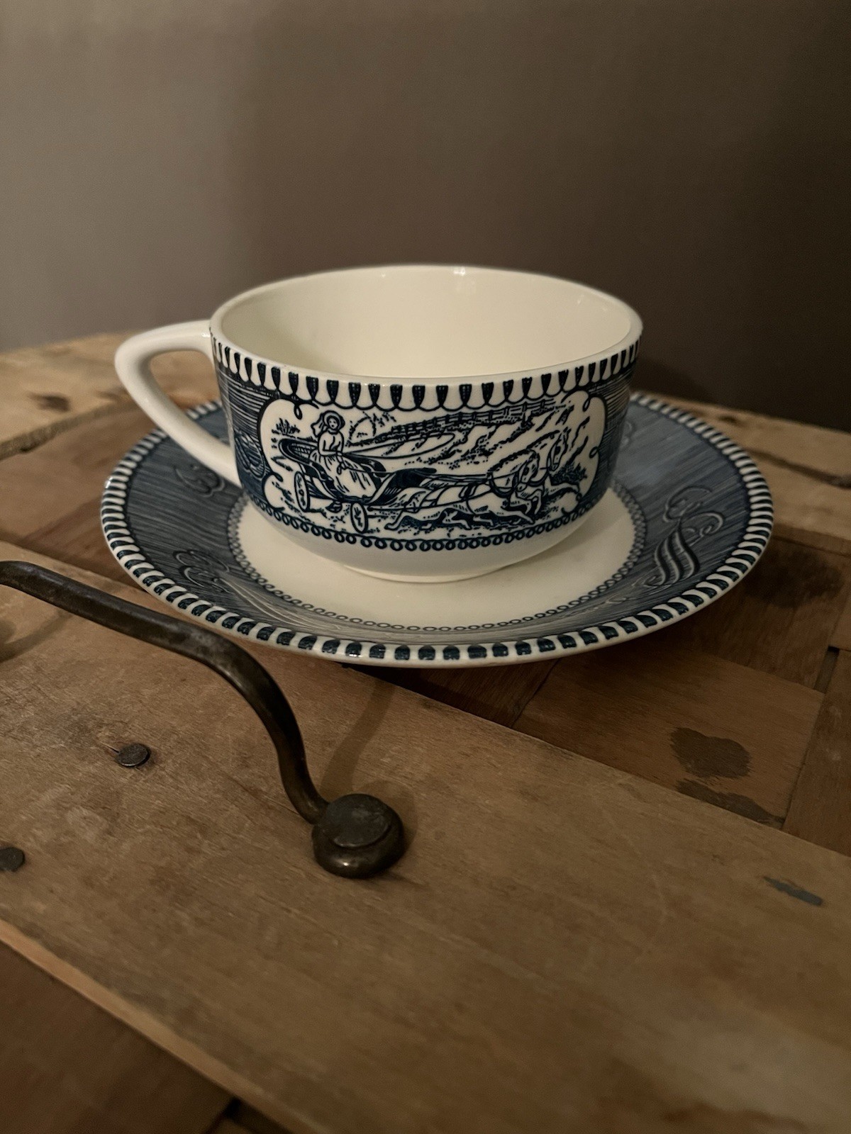 Currier &  Ives Star Of The Road Cup and Saucer 