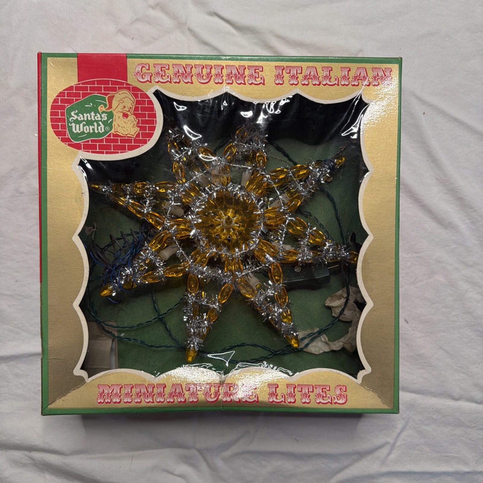 Vintage NOS 70s Kurt Adler Lighted Christmas Star Tree Topper  in Box ITALY #358