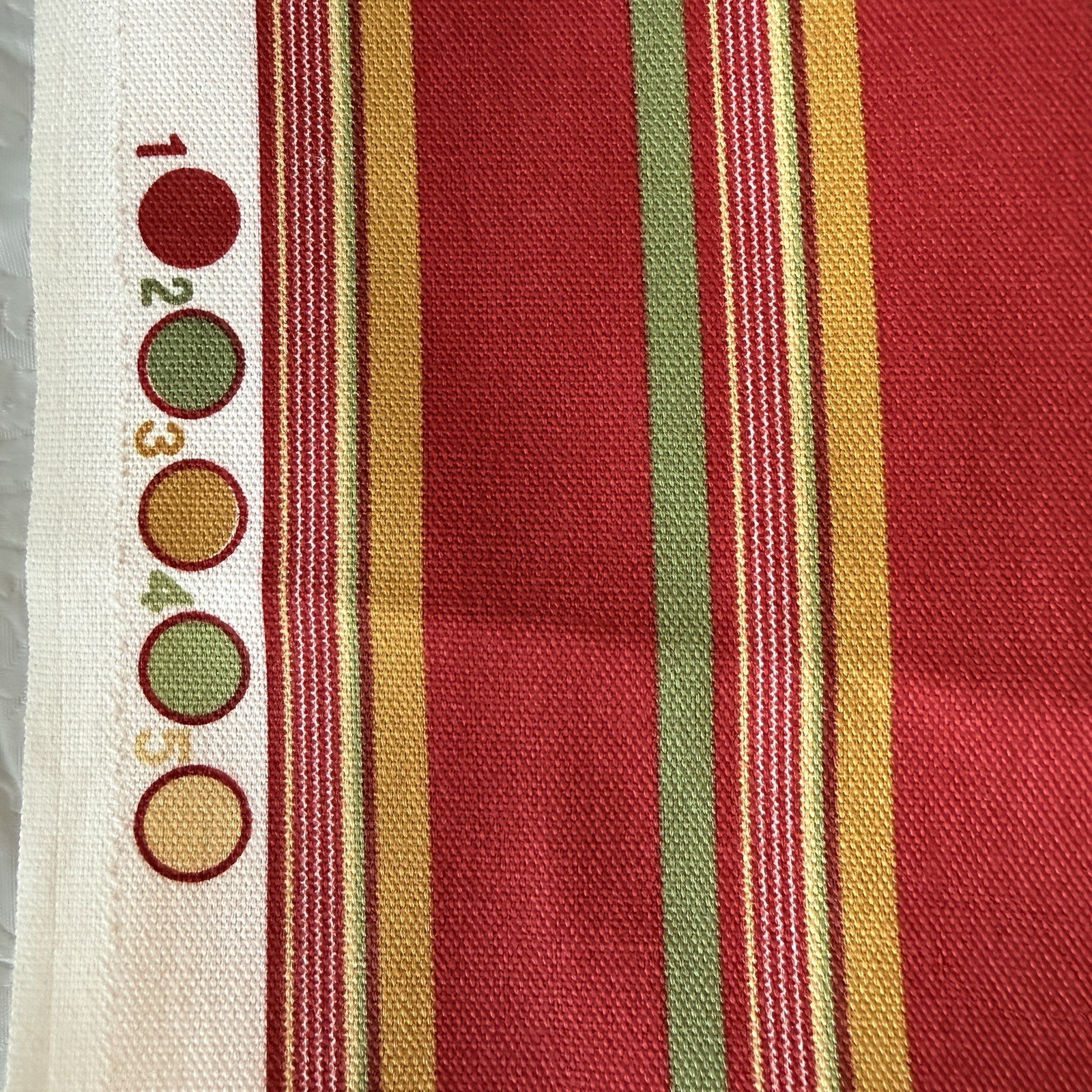 VTG P Kaufmann Stripe Cotton Stain Resistant Fabric Red Green Gold 3.5Yds (OR 7)
