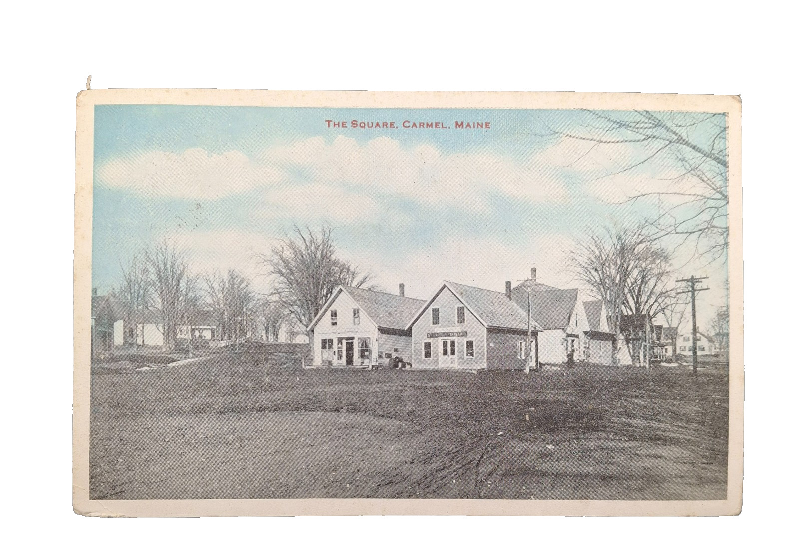 Carmel Maine The Square Town Street View Postcard postmarked 1921
