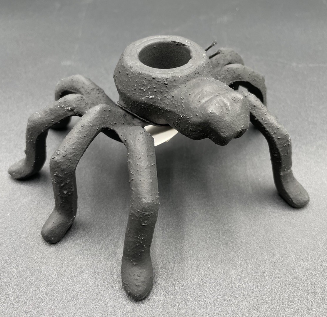 Anthropologie Halloween Crawling Spider Heavy Metal Taper Candle Holder 5\