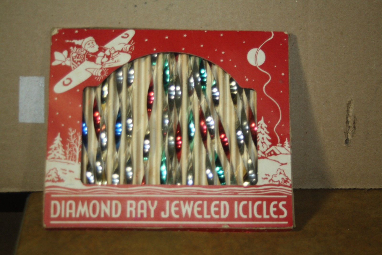 Vintage Christmas Jeweled Icicle Ornaments Diamond Ray Twisted Metal by Venus.