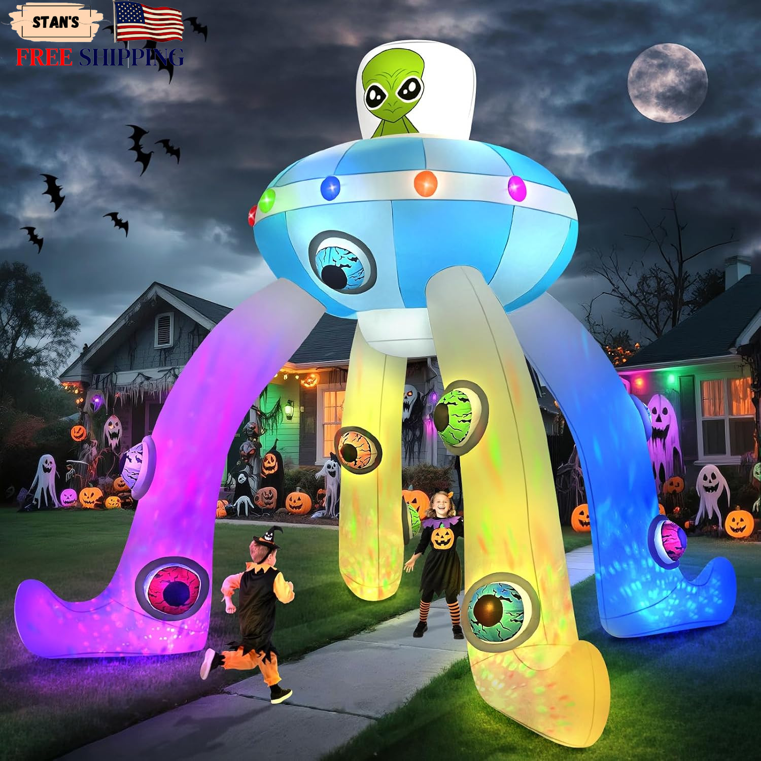 12FT Halloween Inflatables Archway UFO Alien ONLY US.... 12FT Halloween Inflatables Archway UFO Alien ONLY US....