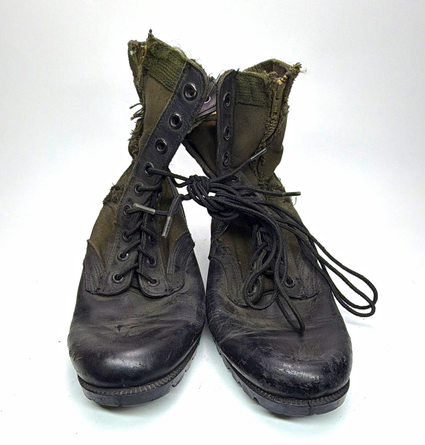 Original Vietnam War Era Jungle Combat Boots Black Leather OD Canvas Size 10 Original Vietnam War Era Jungle Combat Boots Black Leather OD Canvas Size 10