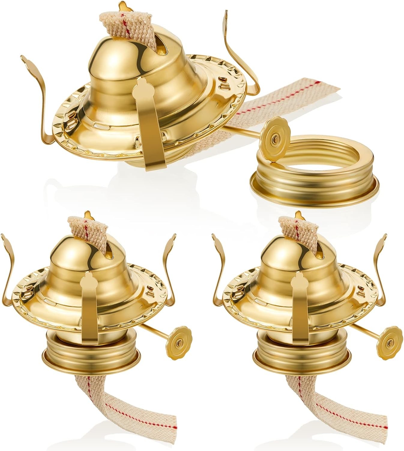 3 Pieces Oil Lamp Parts Burner Kerosene Brass Plated #2 Oil Lamp Chimney Holder