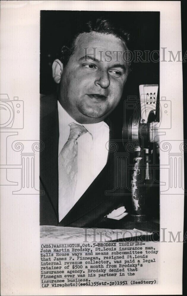 1951 John Martin Brodsky During House Ways And Means Subcommittee 6x10 Photo