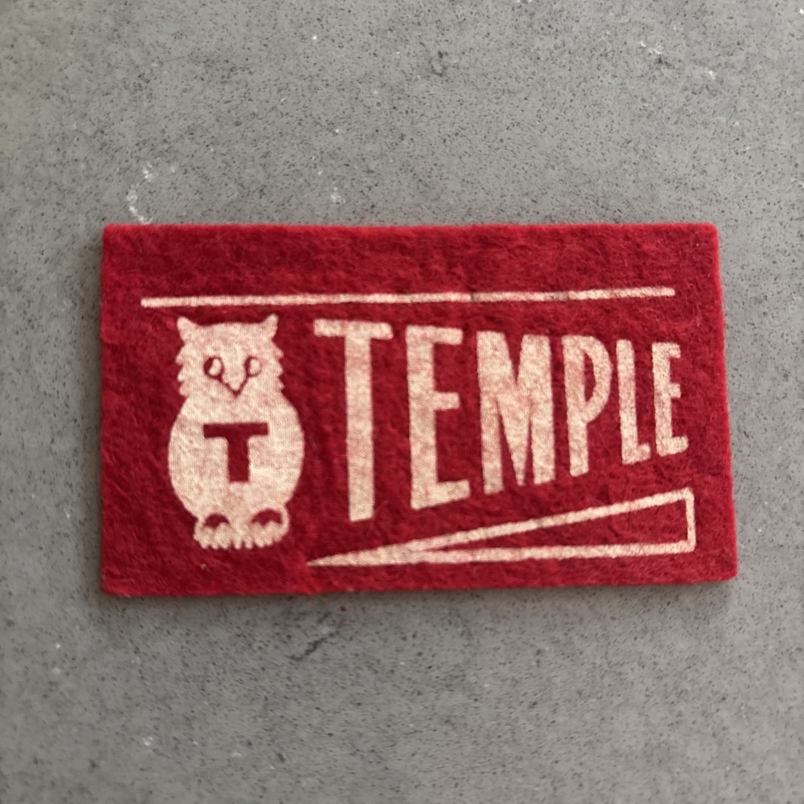 Vintage 1940’s Temple University Owls Philadelphia PE College Patch Red Felt