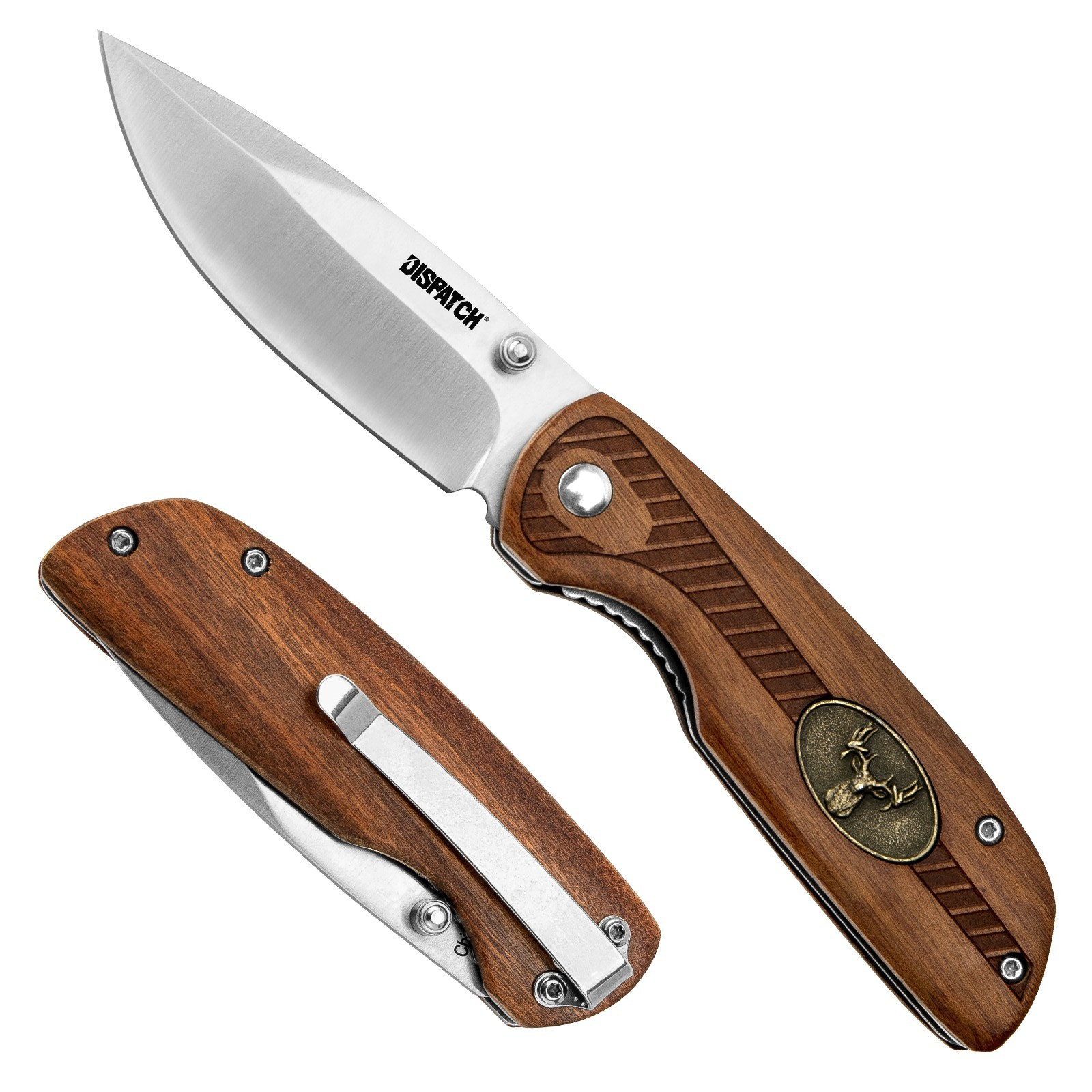 Xmas Folding Knife with Deer Wood Handle - Perfect EDC Pocket Knife