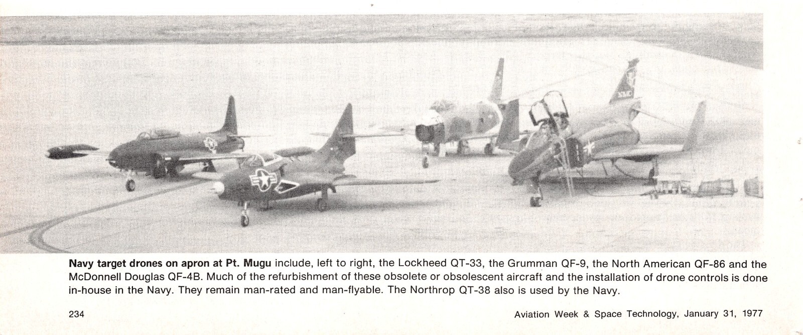 Point Mugu Navy Target Drones QT-33, QF-9, QF-86 & QF-4B Vtg Magazine Excerpt