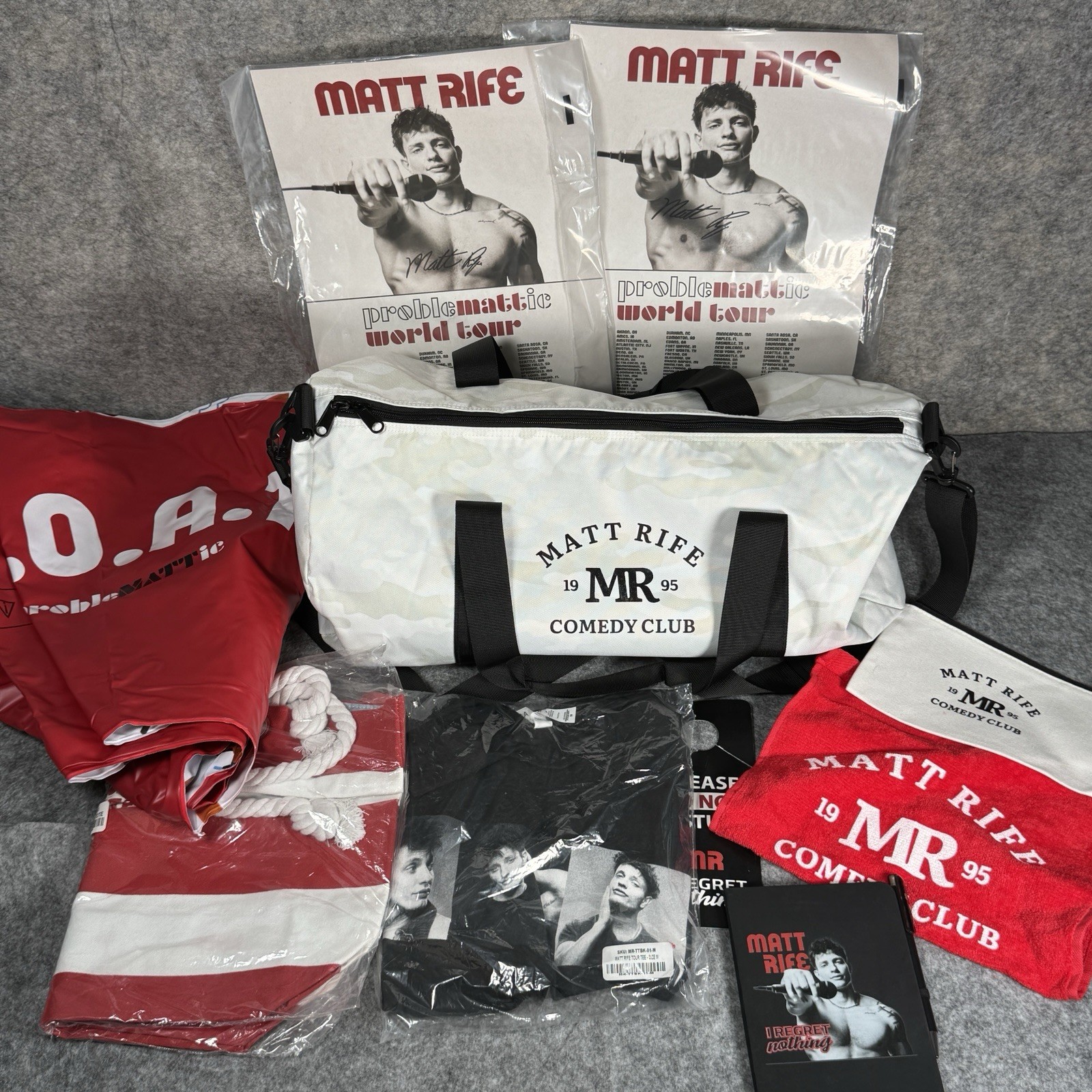 Autographed Signed Matt Rife Problematic Tour Swag Duffle Bag T Shirt Pool Float