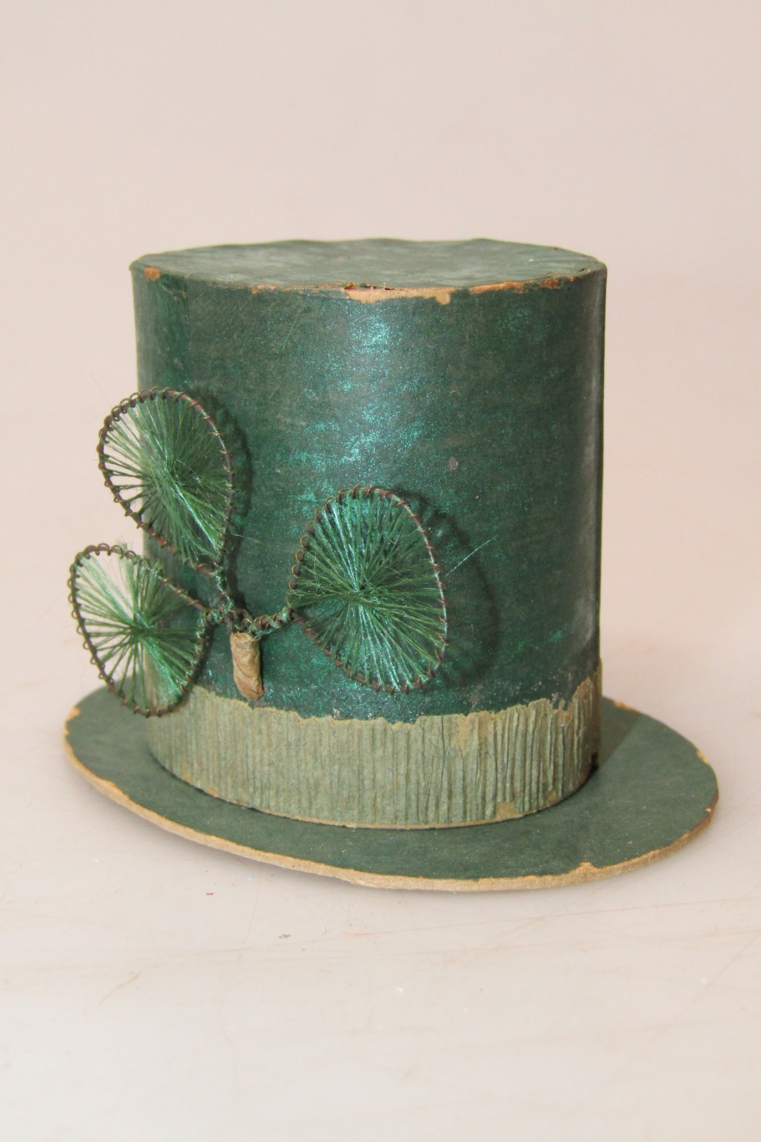 Vintage Cardboard St Patrick HAT CANDY CONTAINER Christmas Ornament Japan