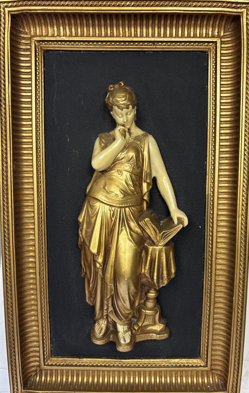 Ansonia Poetry Wall Plaque 3D Plaster Chalkware Large 14”x23\