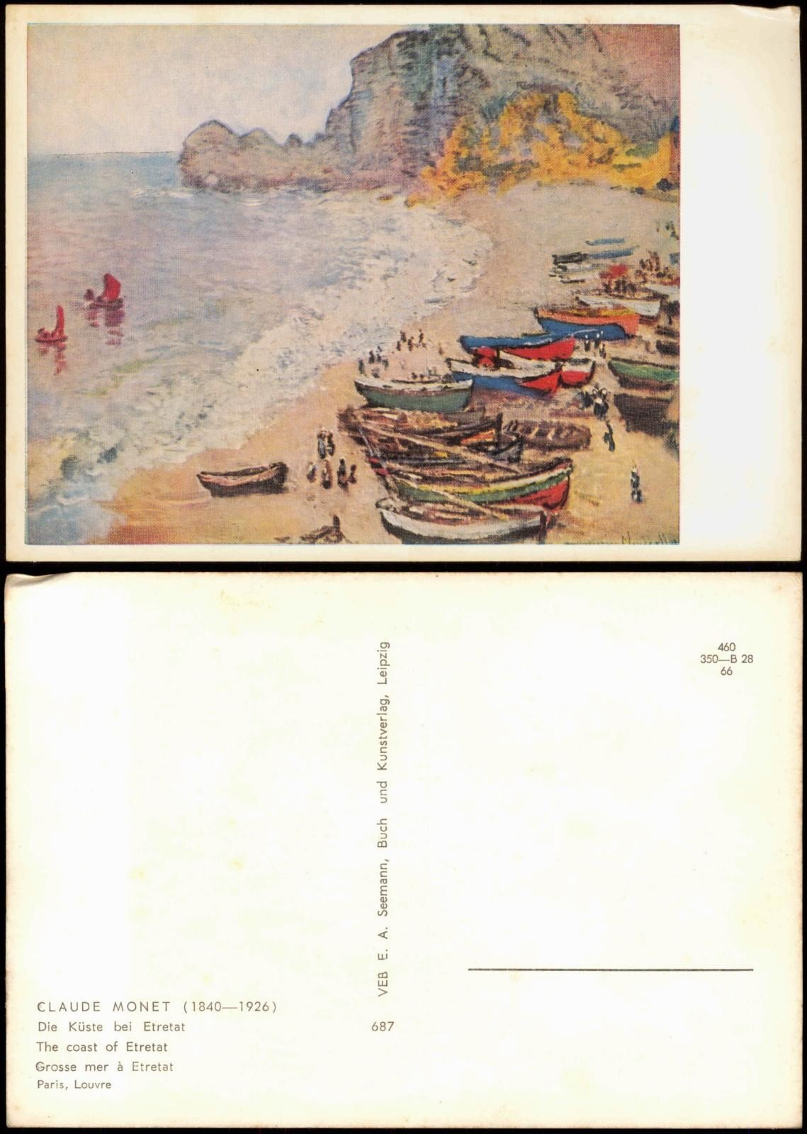 GDR artist card: Claude Monet (1840-1926) the coast at Etretat 1966