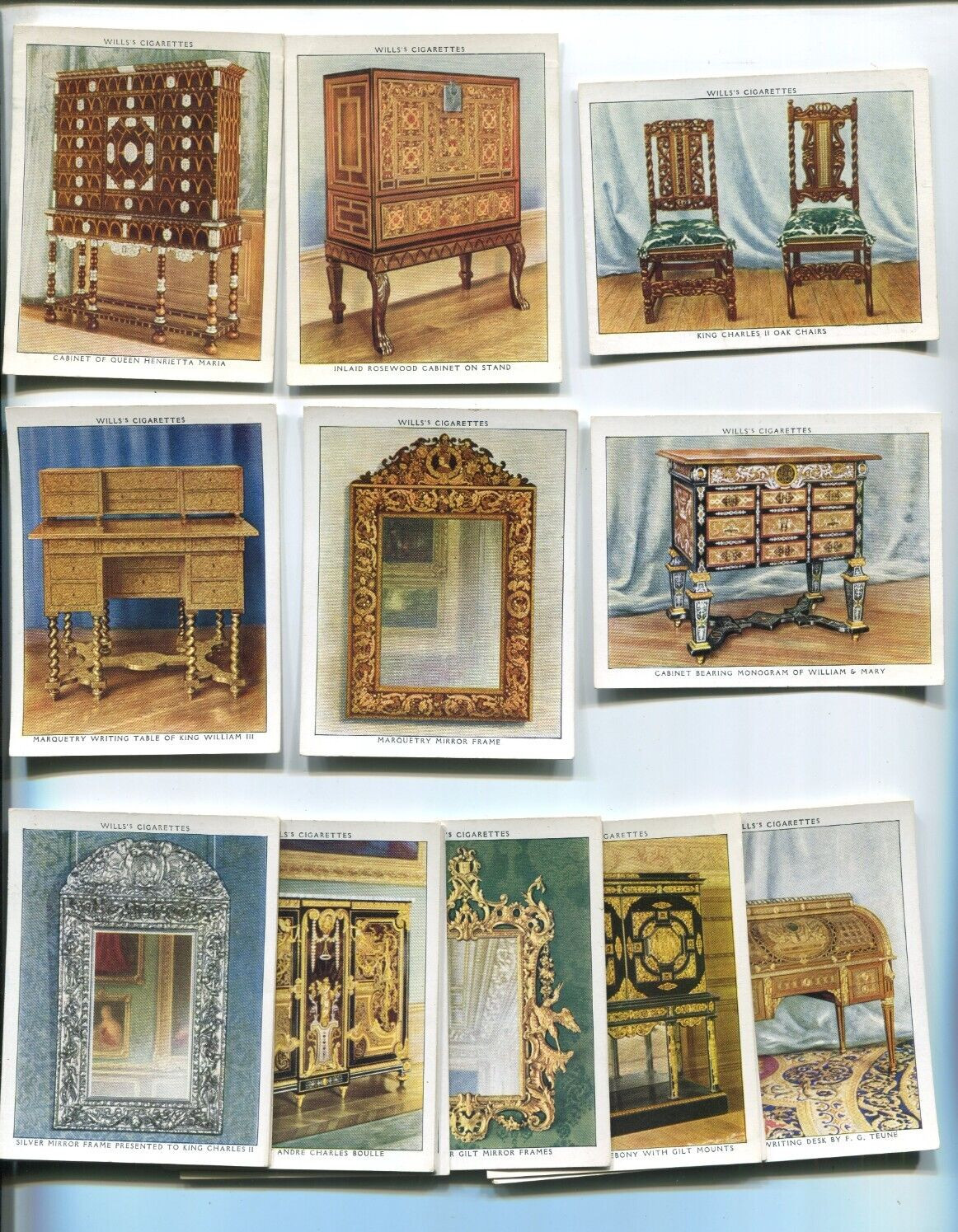 1938 W.D. & H.O. WILLS CIGARETTES THE KINGS ART TREASURES 40 TOBACCO CARD SET