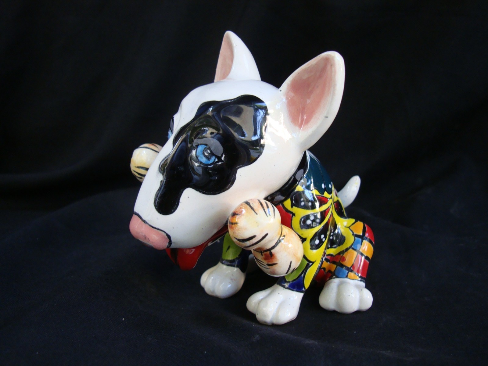Talavera,  Bull Terrier dog with bone , By Mexican Art  Garcia