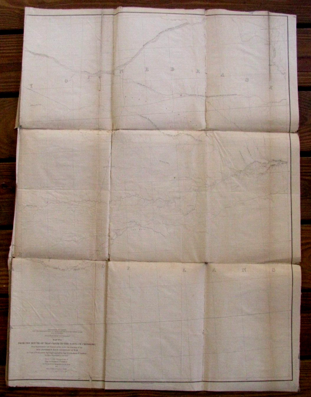 KANSAS EXPLORATION LINEN MAP GUNNISON EXPEDITION SANTA FE TRAIL 1855