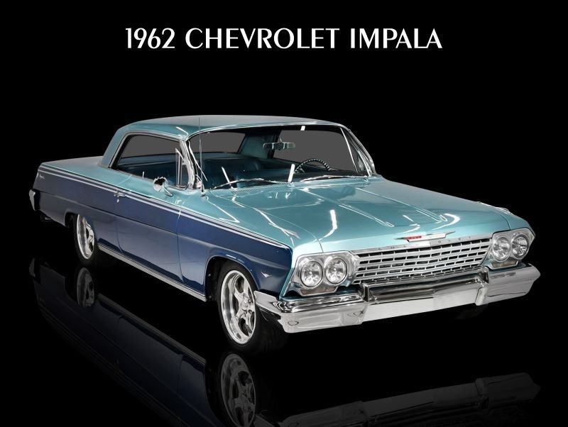1962 Chevrolet Custom Impala in Two Tone Blue NEW Sign: 15x20
