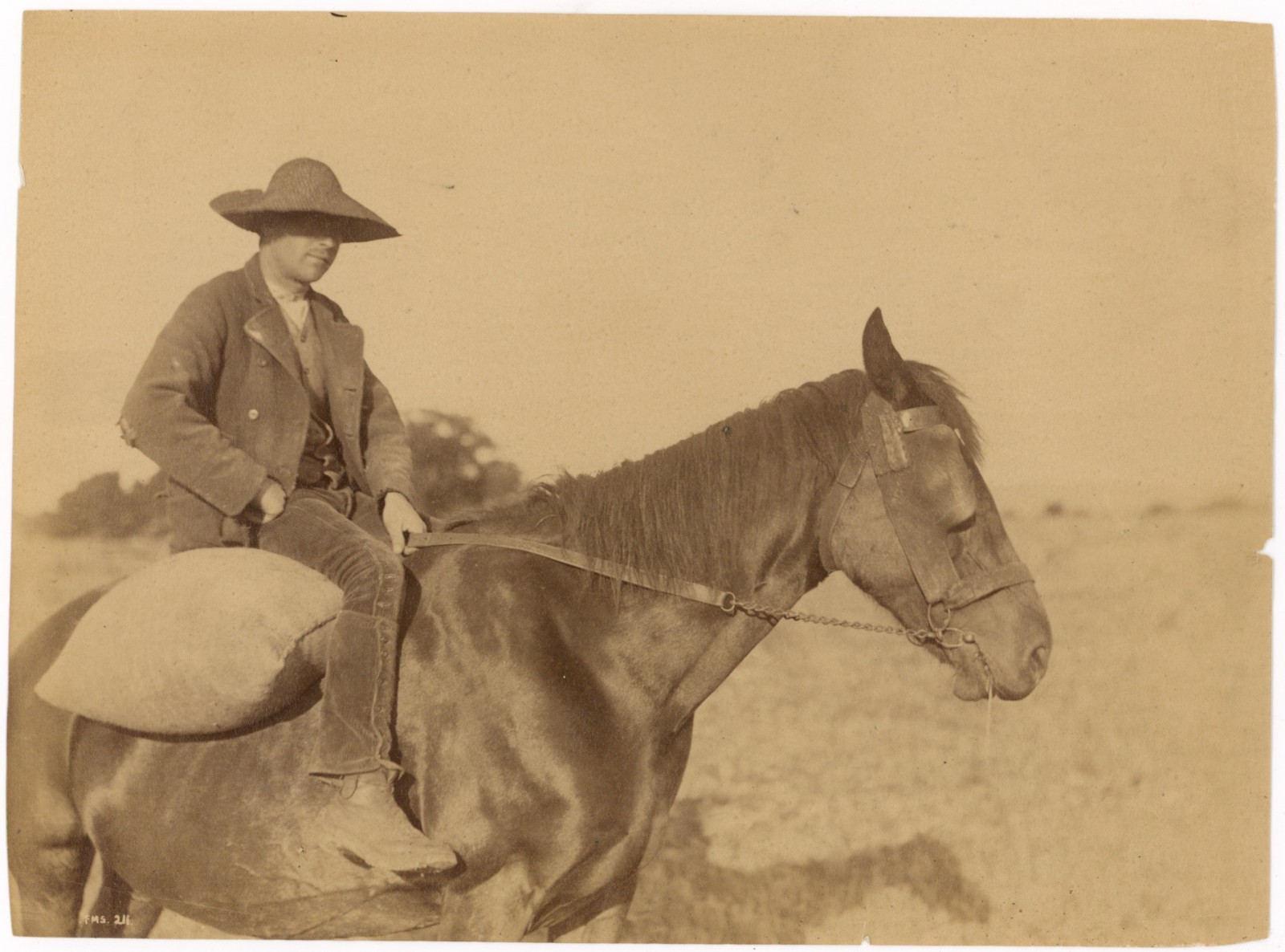 Frank Meadow Sutcliffe Farmer Straw Hat on Horse Albumen Photo Signed