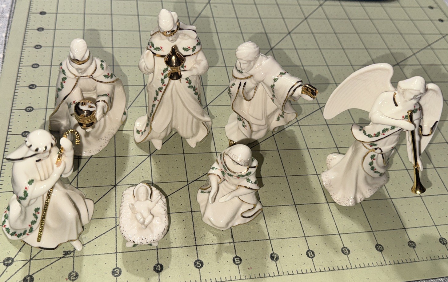 7pc Lenox Miniature Nativity Set 24k Accents Hoy Family 806053 New Without Box