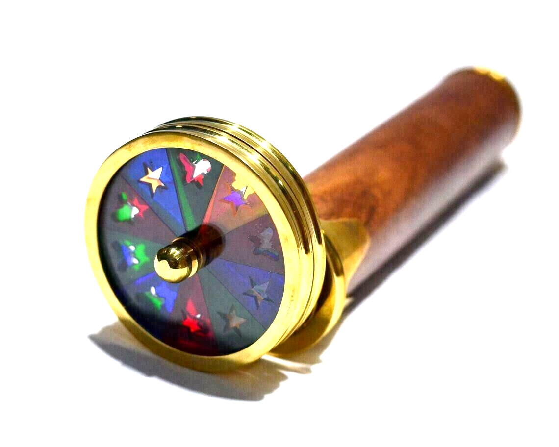 Kaleidoscope Wheel Brass Vintage Double Antique Glass Stained Handmade Gift Kaleidoscope Wheel Brass Vintage Double Antique Glass Stained Handmade Gift
