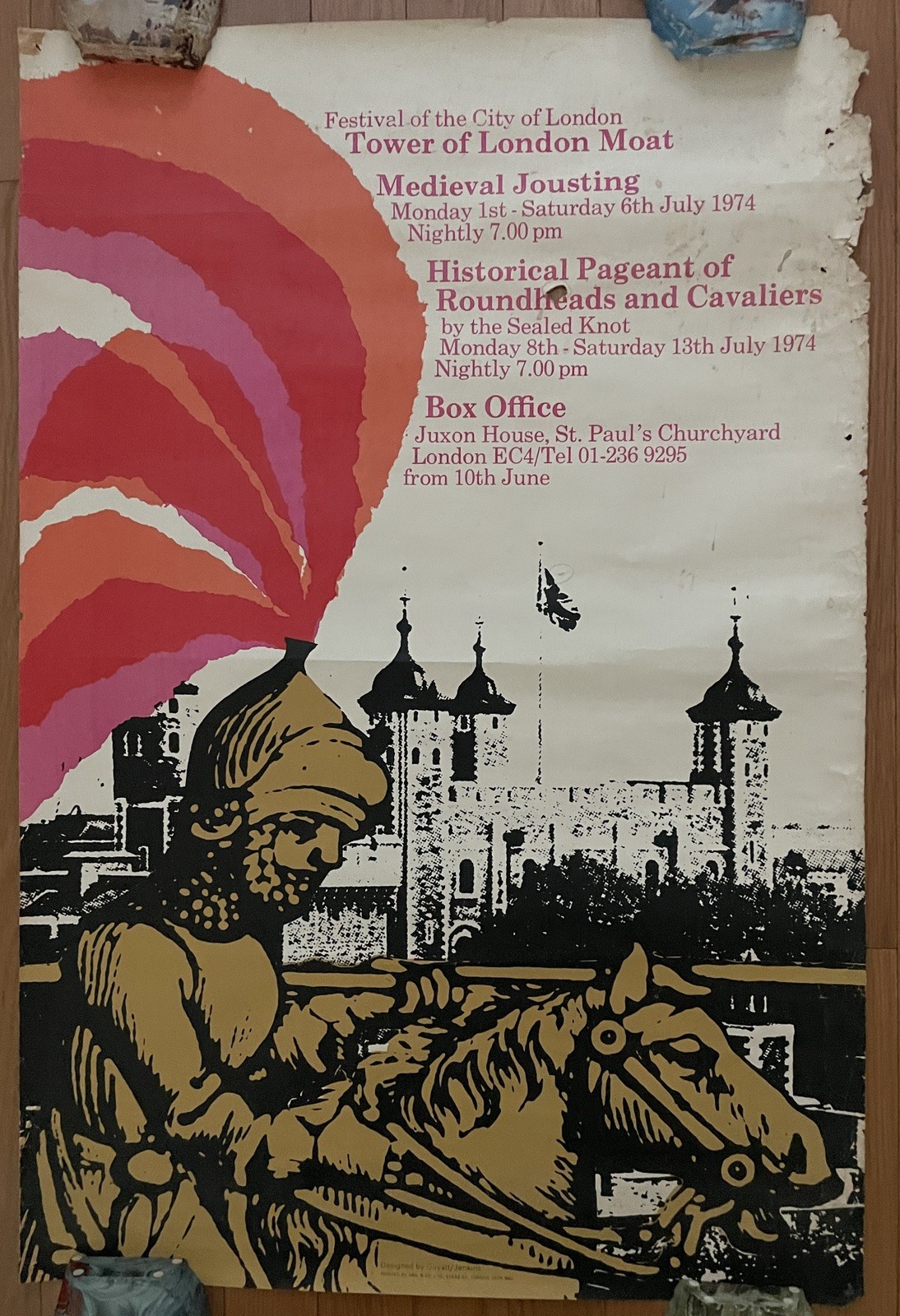 1974 Original Vintage City of London UK Festival travel poster
