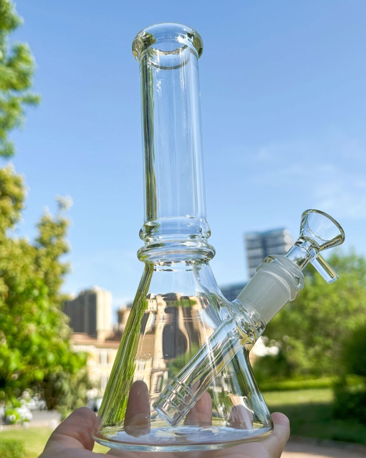 Thick 8'' Clear Glass Bong Water Pipe Smoking Hookah Thick Shisha Beaker Bubbler