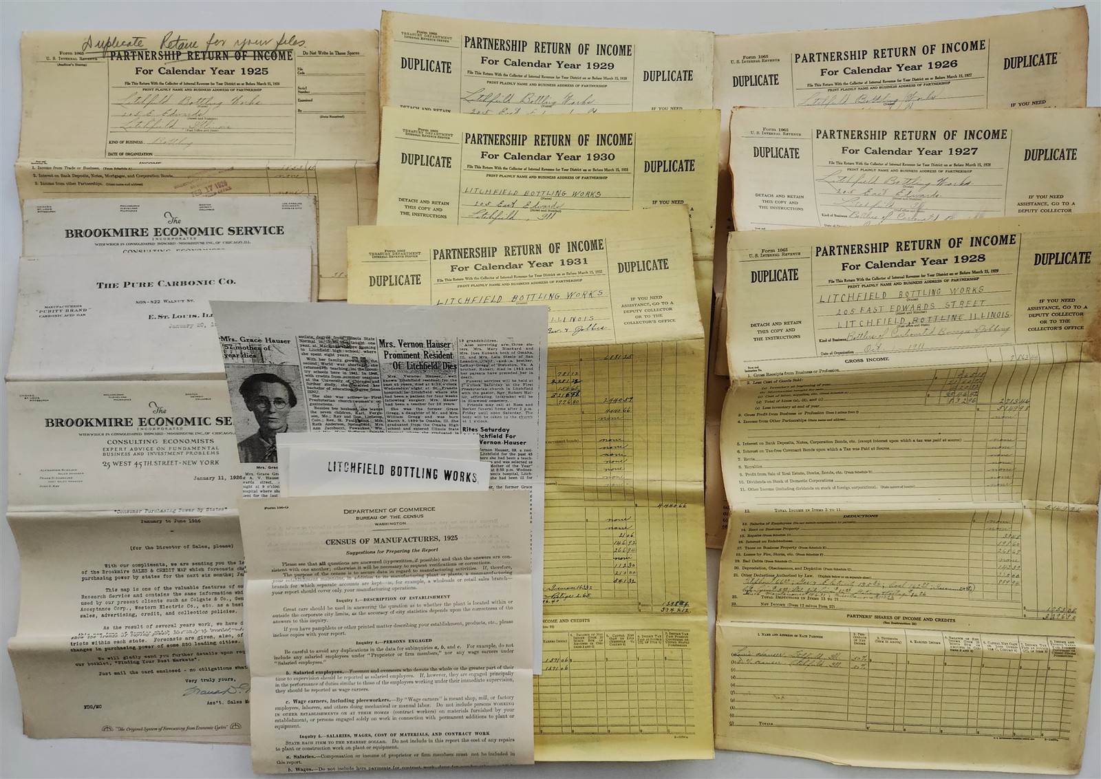 1928 antique LITCHFIELD BOTTLING COMPANY il business ephemera hauser family