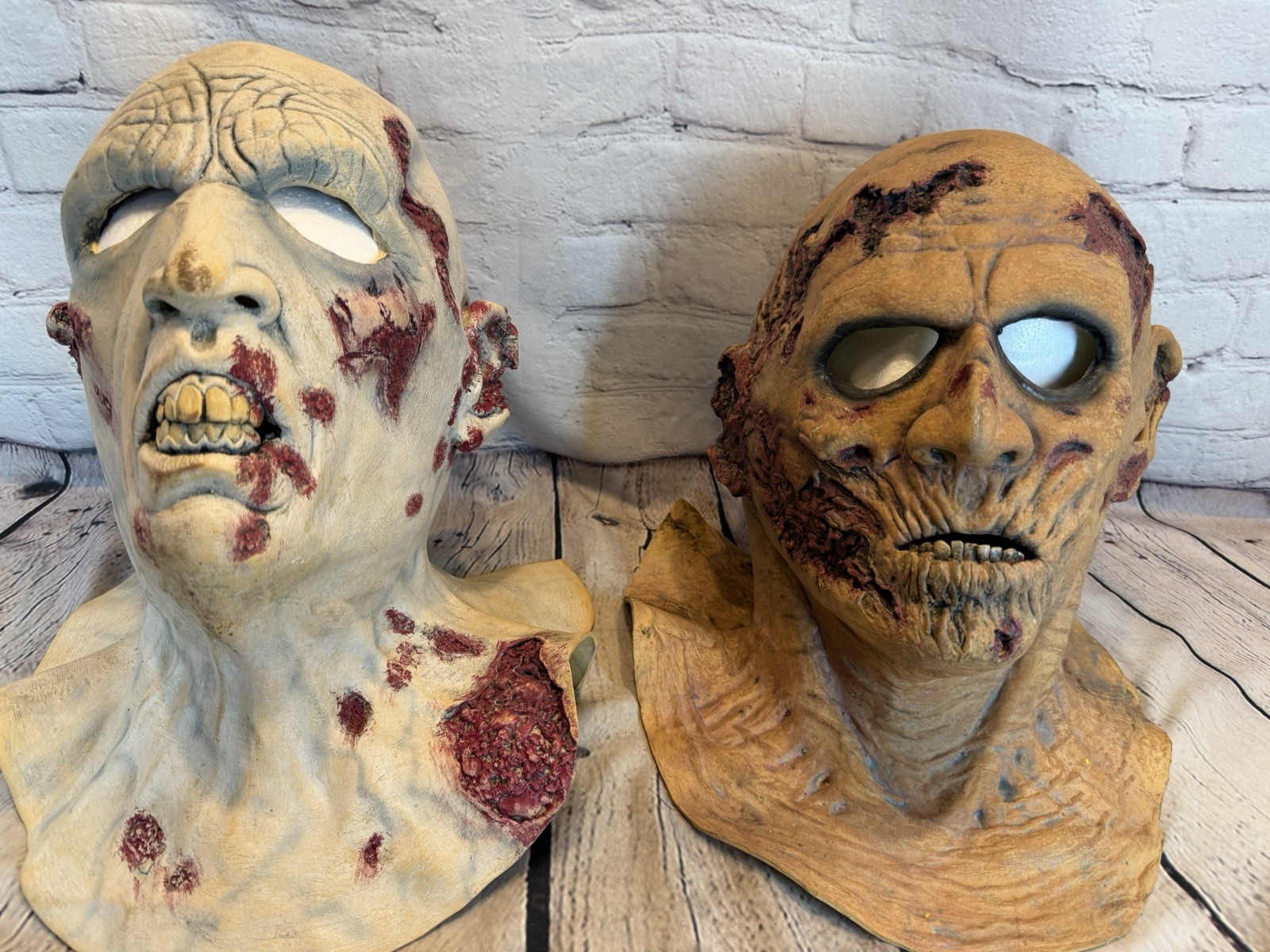 Rubber Halloween Masks Zombie Full Face Flesh Pale Tone Lot of 2