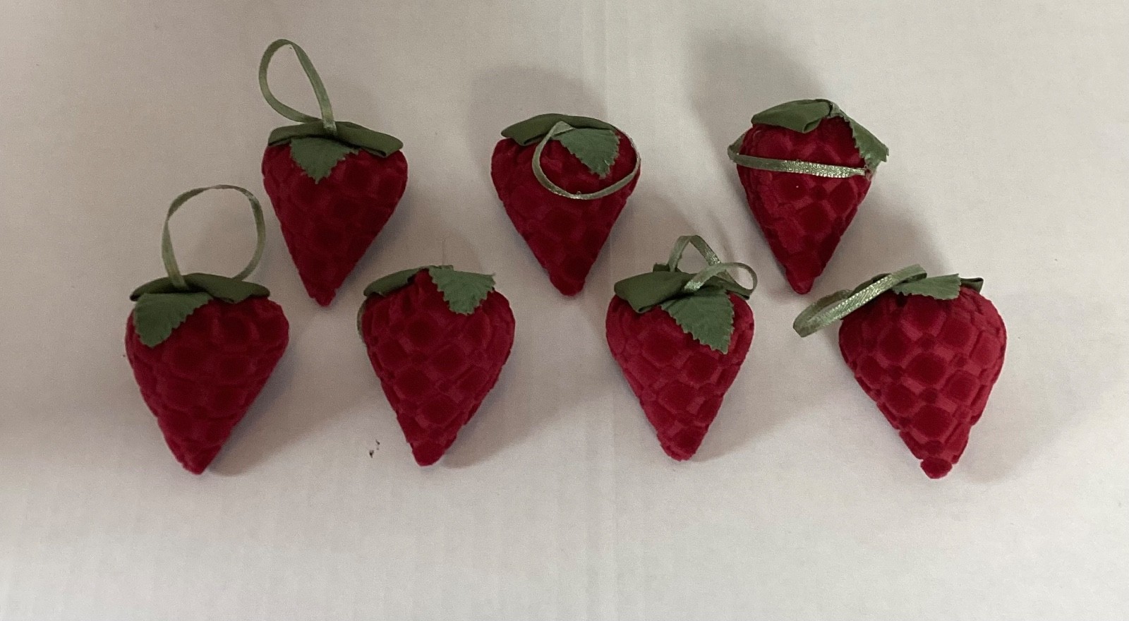 Vtg Pierre Deux French Country strawberry velvet holiday ornaments set of seven