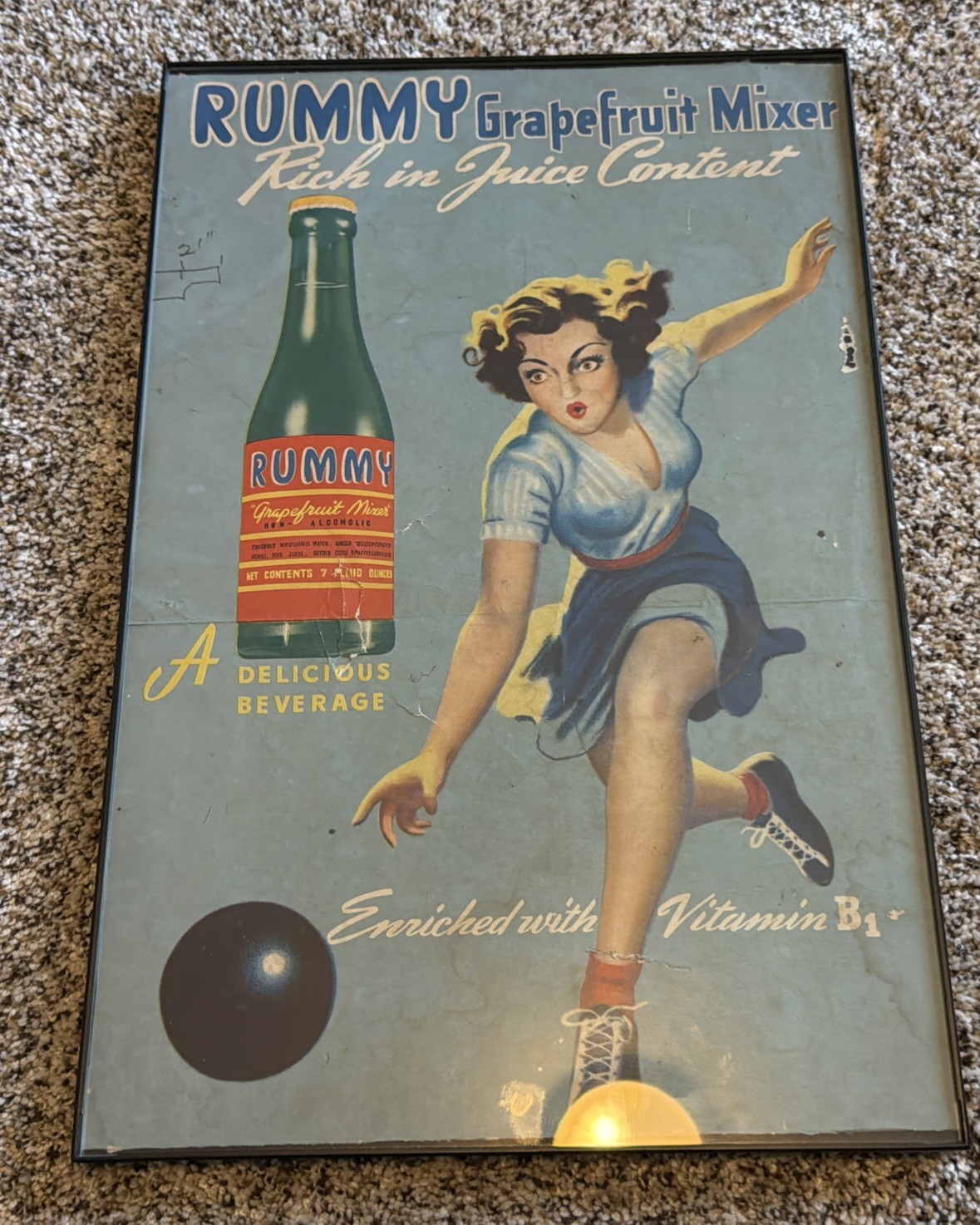 Vintage Rummy Grapefruit Juice, Concentrate Bowling Vintage Advertisement bowlin